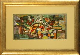 Martwa natura pozioma (2007) akryl, karton, 17 x 37 cm (w świetle passe-partout), 39 x 58 (z oprawą)