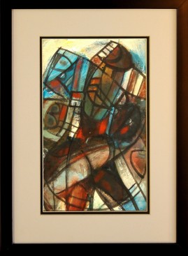Wspomnienie z Troi 1 (1978) akryl, karton, 30 x 17 cm (w świetle passe-partout), 45 x 32 (z oprawą)