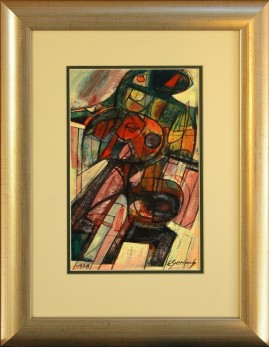 Wspomnienie z Troi 1 (1978) akryl, karton, 30 x 17 cm (w świetle passe-partout), 45 x 32 (z oprawą)
