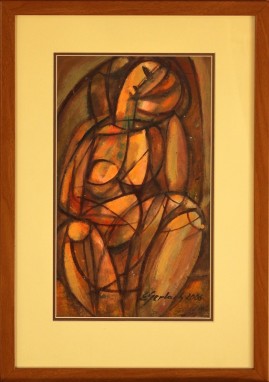 Zamyślona - Akt (2006) akryl, karton, 38 x 22 cm (w świetle passe-partout), 55,5 x 38 (z oprawą)