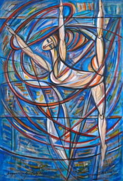 Baletnica z czerwona szarfą - 022, 2022
olej + akryl na płótnie, 120 x 83 cm