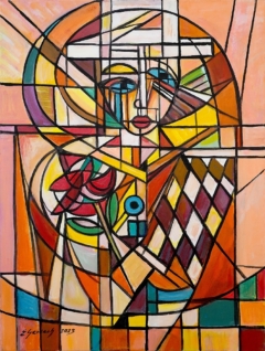 Arlekin - 023, 2023
olej + akryl na płótnie, 80 x 60 cm
