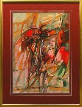 Portret poety (1995) akryl, gwasz, karton, 66 x 46 cm / 90 x 70 cm [z oprawą] 