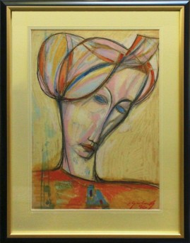 Portret kobiety o błękitnych oczach (1996) pastel, karton, 66 x 46 cm / 90 x 70 cm [z oprawą] 