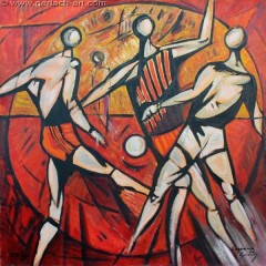 Piłkarze (1976), 125 x 125 cm