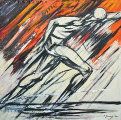 Sprinter na starcie (1976 , 125 x 125 cm