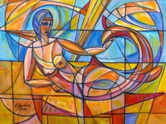 Syrenka na plaży, 2016
olej + akryl na płótnie, 60 x 80 cm