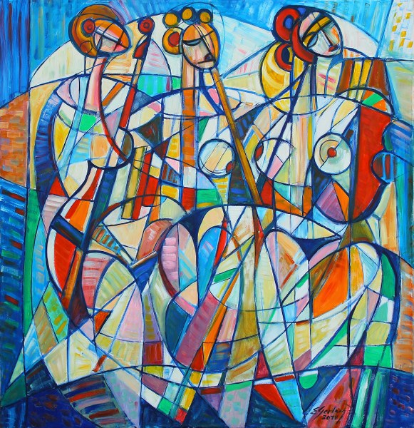 “Trzy gracje - trio” 125 x 125 cm, 2011