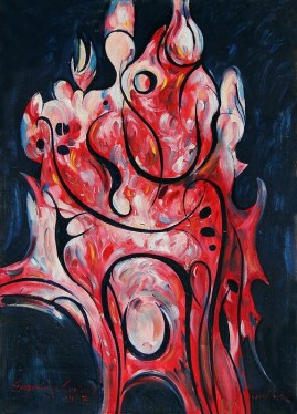 Płonący (2007), 
olej, płótno, 100 x 70 cm