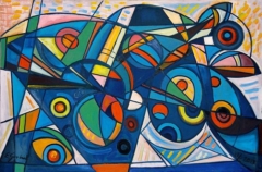 Kompozycja błękitna (2013)
olej, płótno, 85 x 135 cm