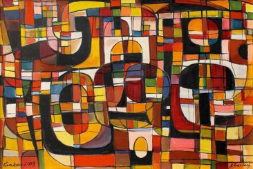 Kompozycja kilimowa – 09 (1991)
olej, płótno, 50 x 70 cm