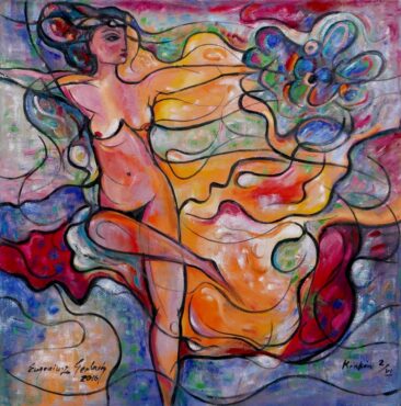 Tańcząca - akt, 2016
olej, płótno, 100 x 100 cm
