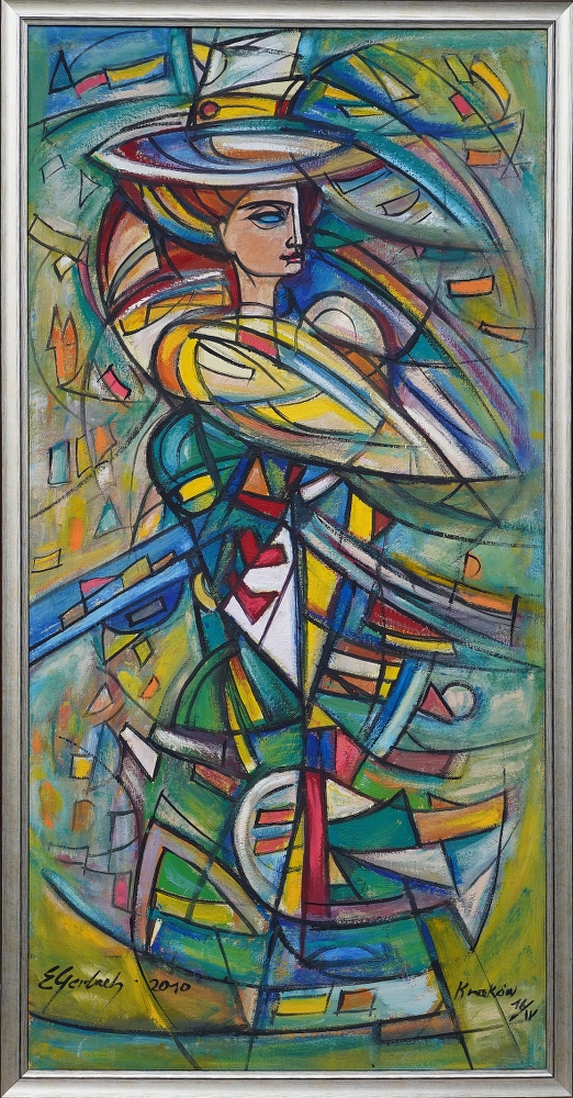 Wichrowa dama, 2010 olej na płótnie, 99 cm x 50 cm